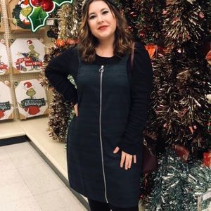 Green plaid overall dress